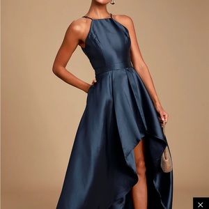 Size Large Navy Blue High-Low Maxi Dress